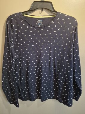 croft & barrow Navy Blue Long Sleeve Tee with Bumblebee Print